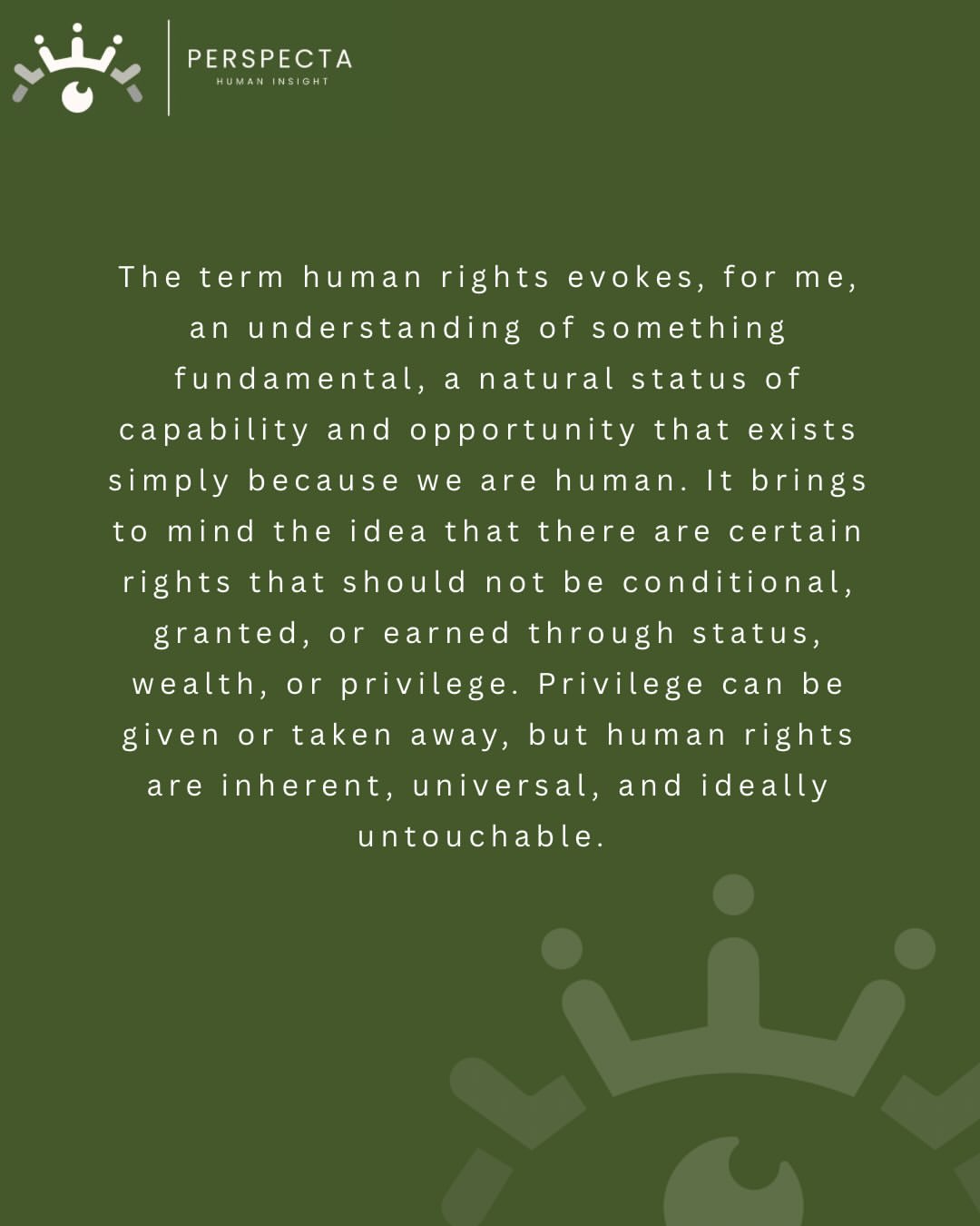 Instagram post: human rights are inherent, universal, and ideally untouchable.