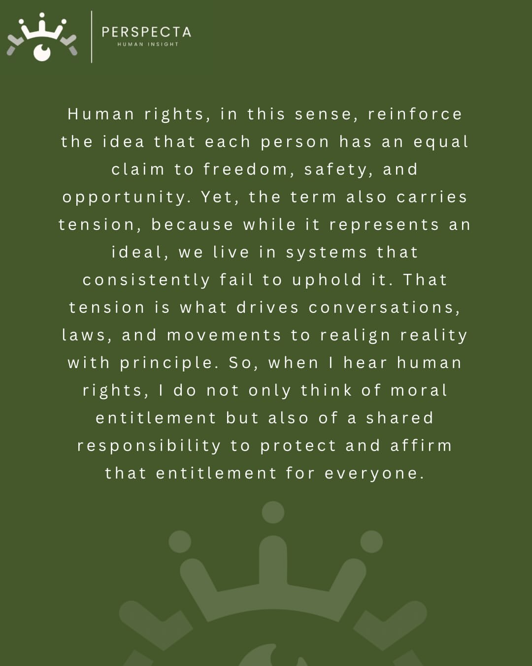 Instagram post: human rights as a shared responsibility to protect and affirm.